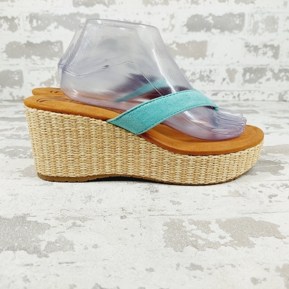 New Zodiac Rio Blue Platform Wedge Thong Sandals F995 - Picture 5 of 12